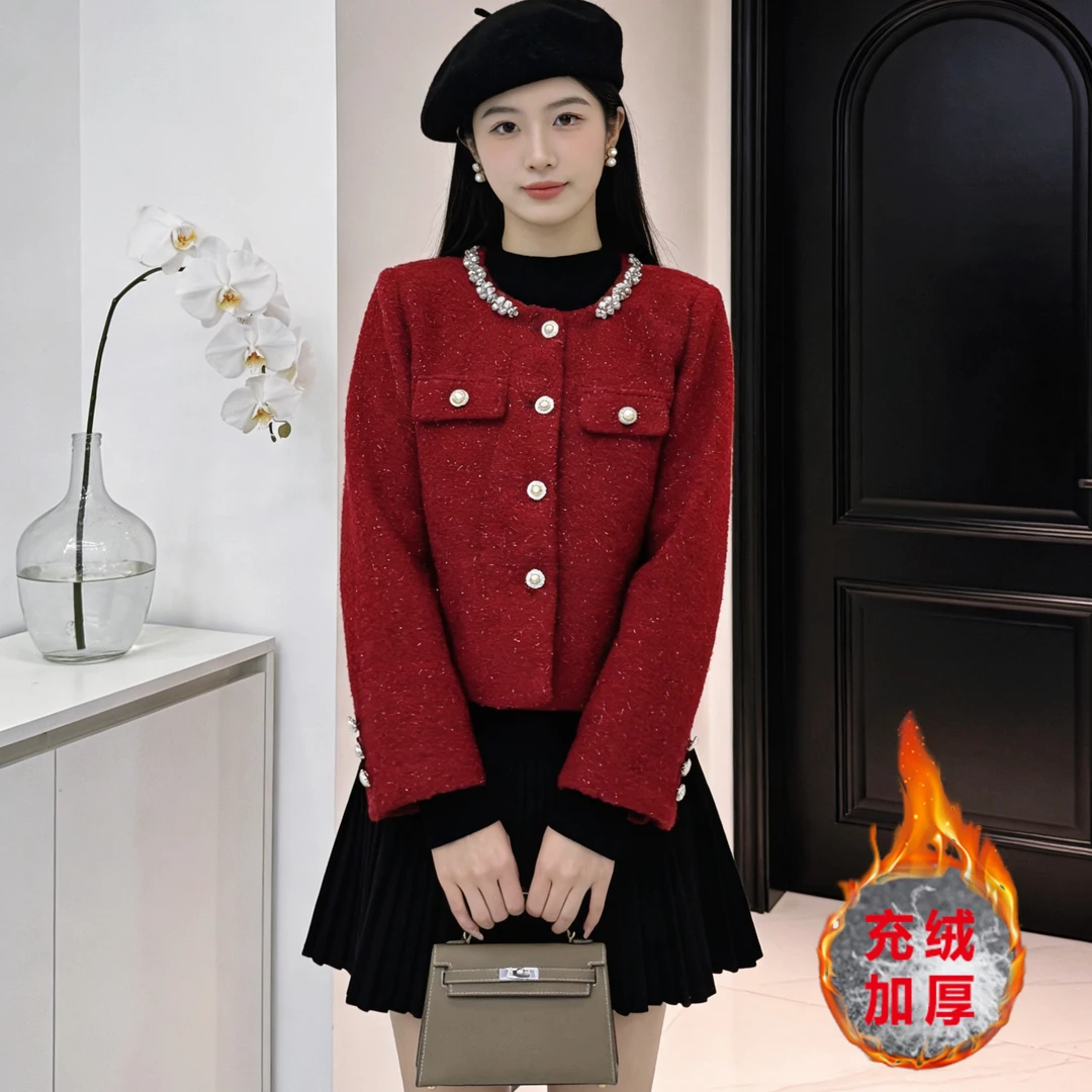 【当天发+运费险】充绒小香风短外套女秋冬法式富家千金加厚P2451