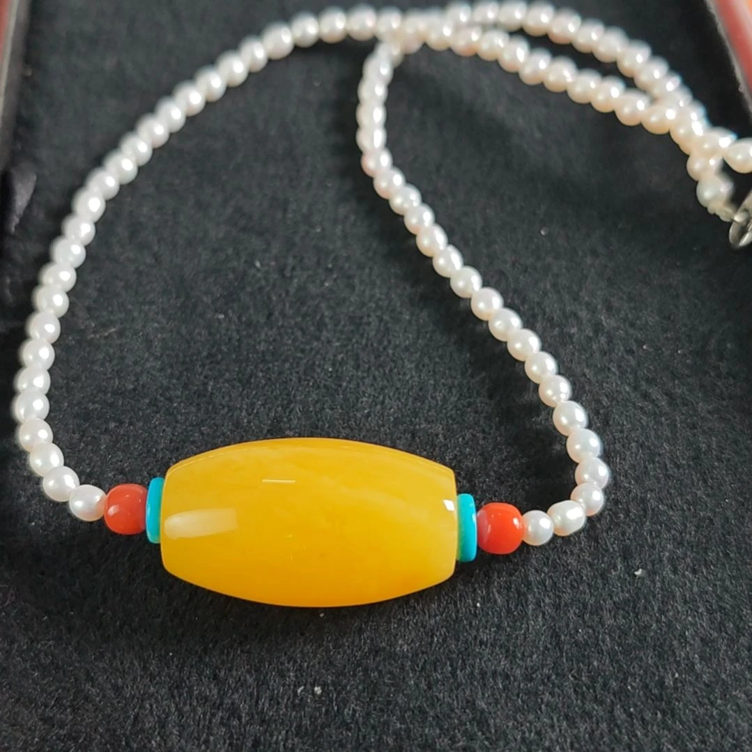 蜜蜡吊坠(赠链)未镶嵌锁骨链