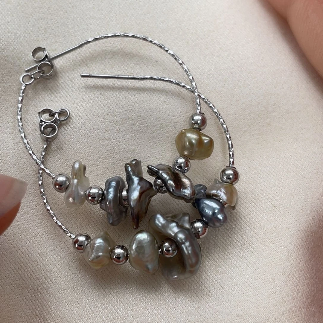 银S925镶嵌海水珍珠耳饰