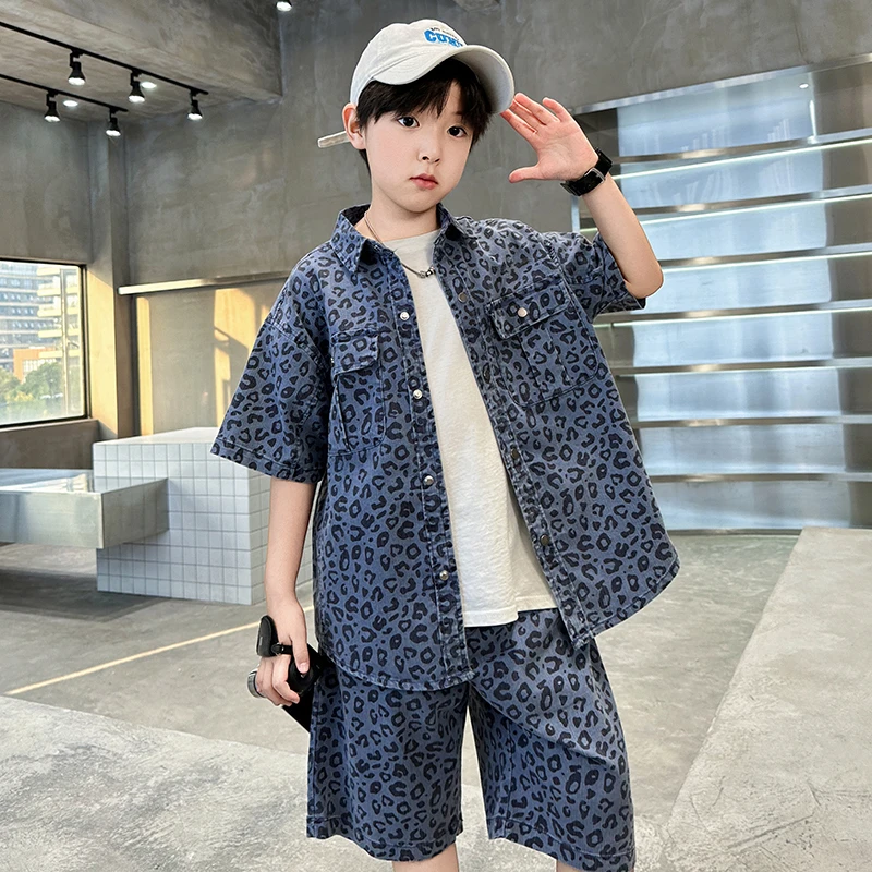 男童夏季套装中大童潮酷时尚夏款童装儿童薄款帅气韩版牛仔两件套