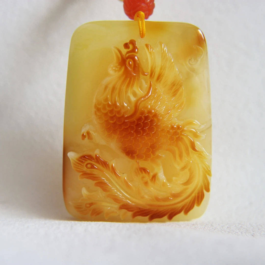 蜜蜡雕刻件凤凰吊坠原皮俏色巧雕挂件套装41.57克