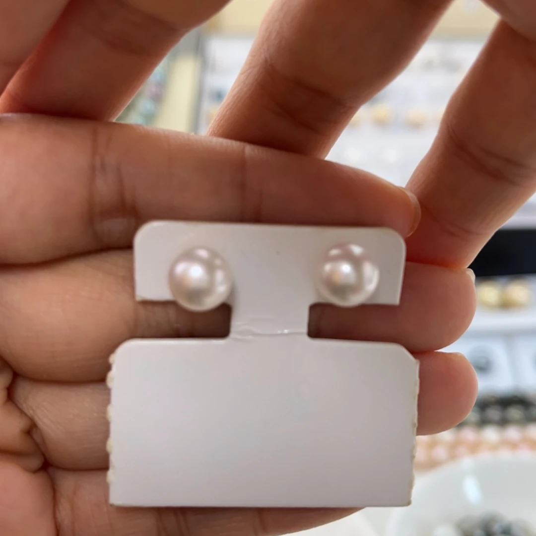 【闪购商品】海水珍珠耳饰18K金镶嵌7-8mmAK