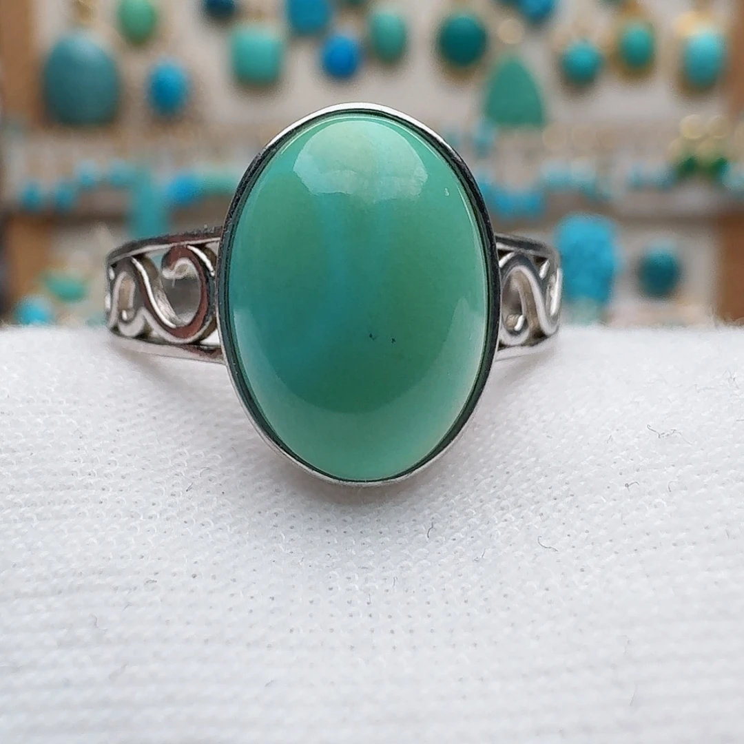 绿松石银S925镶嵌戒指