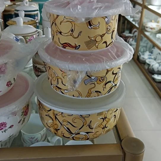 新疆西藏包邮马戏团骨质瓷三件套保鲜碗