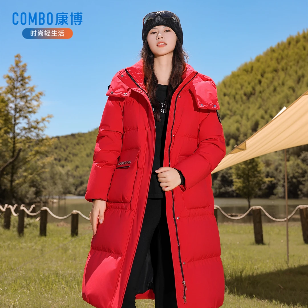 combo/康博中长款连帽羽绒服过膝防风女士运动冬季保暖31101