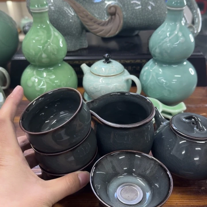 龙泉青瓷茶具微瑕5173