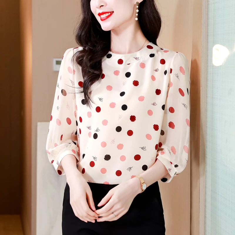 纺衬衫女士装夏季2025新款七分袖夏装短袖气质时尚小衫衬衣