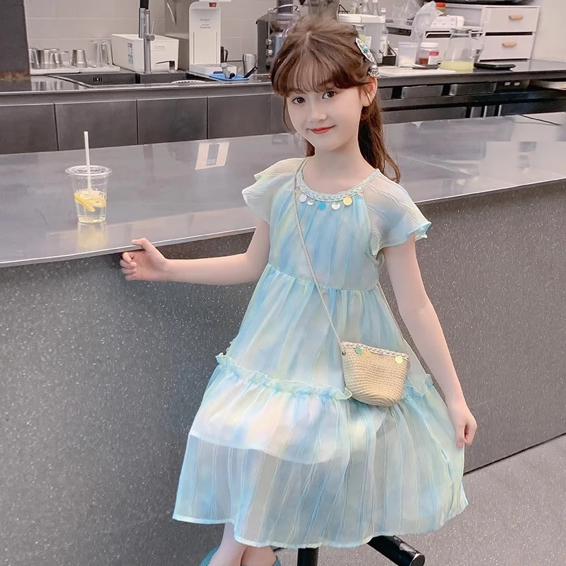 女童连衣裙2025新款夏装儿童网红洋气雪纺公主裙女孩薄款裙子韩版
