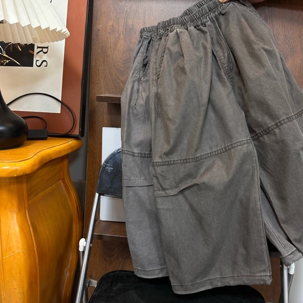 3976男女童潮流时尚洋气百搭个性春秋做旧工装裤
