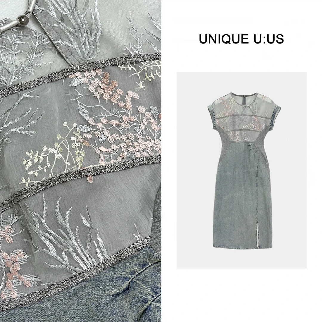 【DuoDuo·Studio】岩中花新品气质收腰遮肚假两件连衣裙-253925