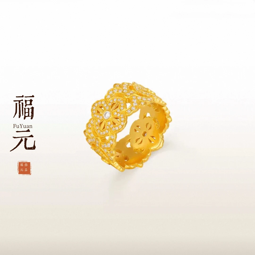 铜合金锆石戒指 Fuyuan/福元饰品 古法十字金刚杵戒指