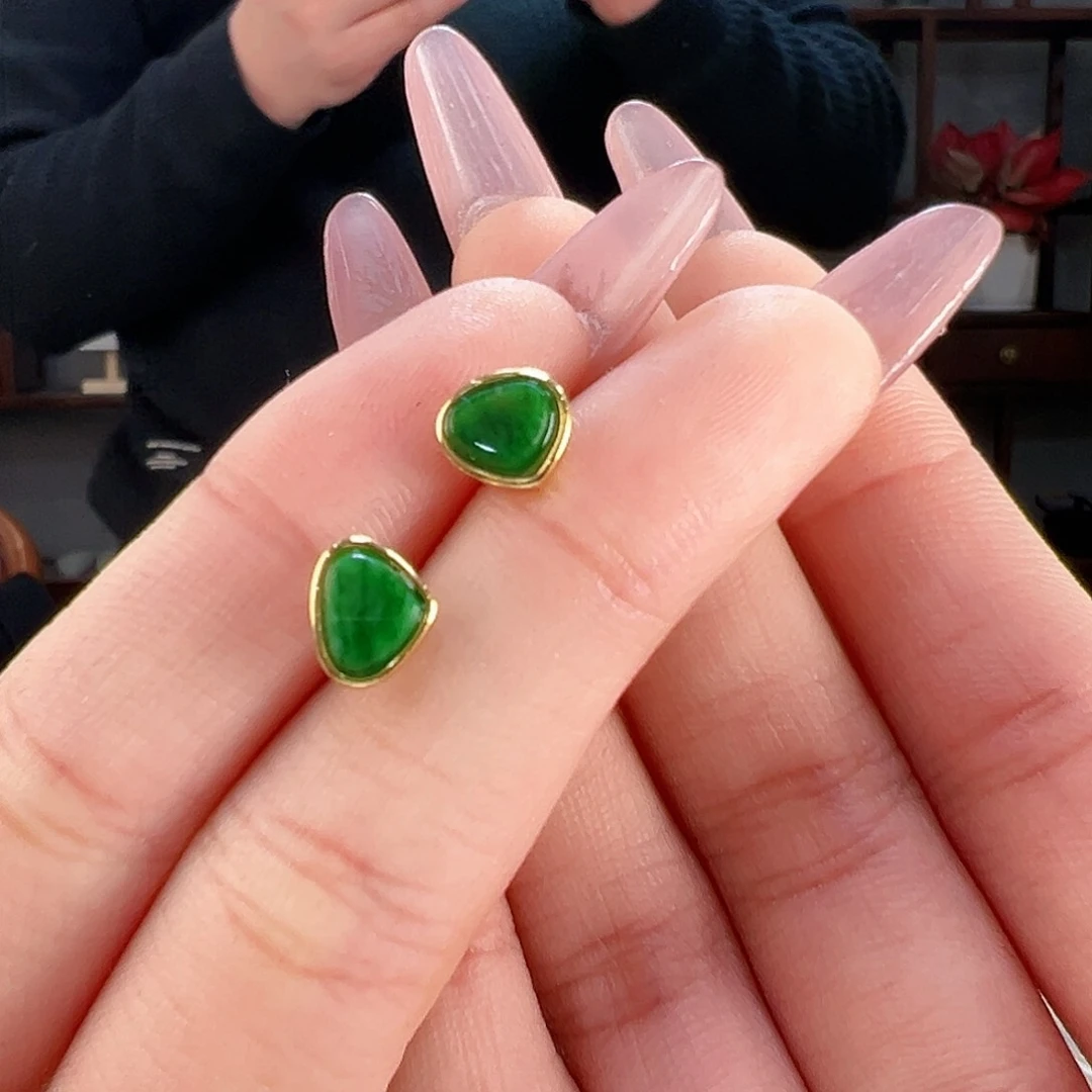 翡翠耳饰银S925镶嵌耳环73