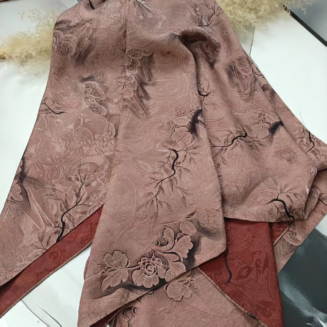 新款【古檀木】140*140重锻老料香云高货重磅国风高端丝巾A9