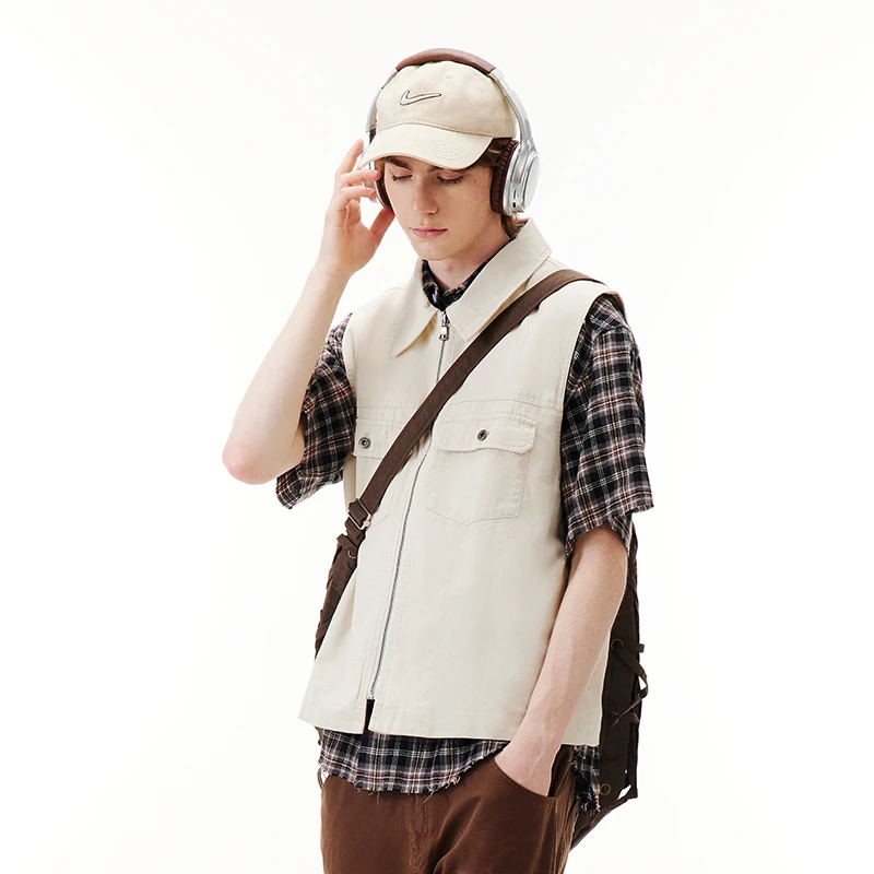 PSOBrand工装拉链开襟翻领马甲XXP038