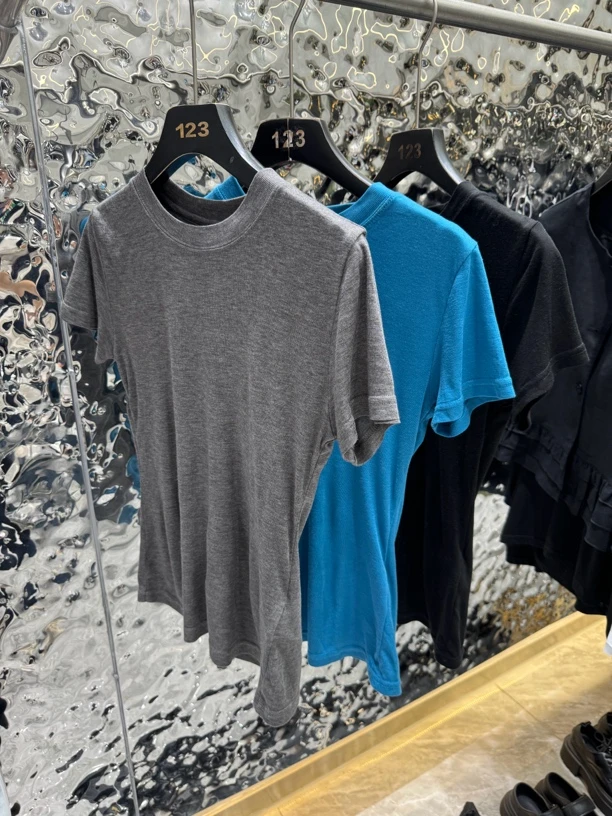 252169纯色薄款圆领半袖女T恤春夏修身显瘦百搭上衣