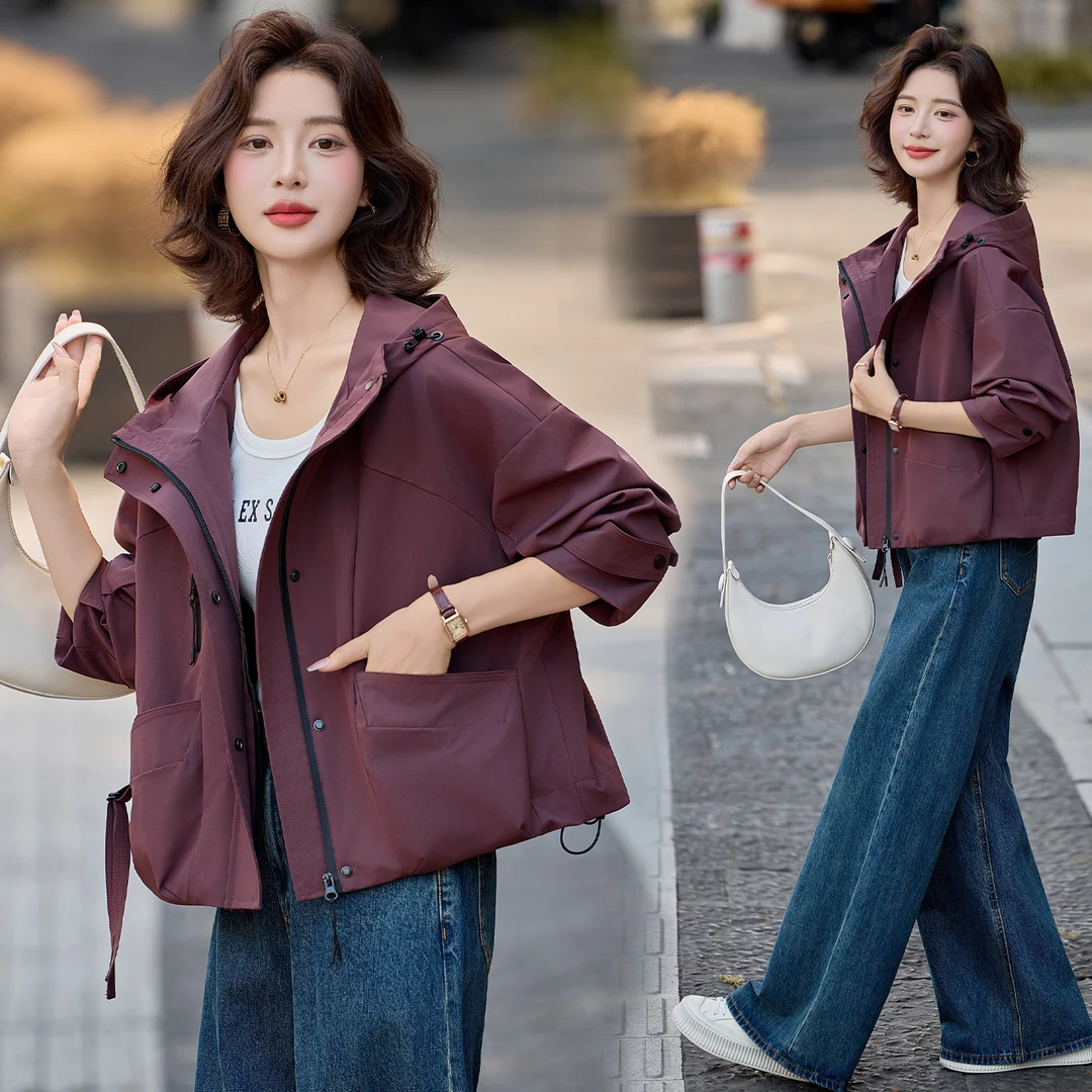 设计感休闲时尚连帽外套女2025年春秋新款小个子宽松百搭短款上衣