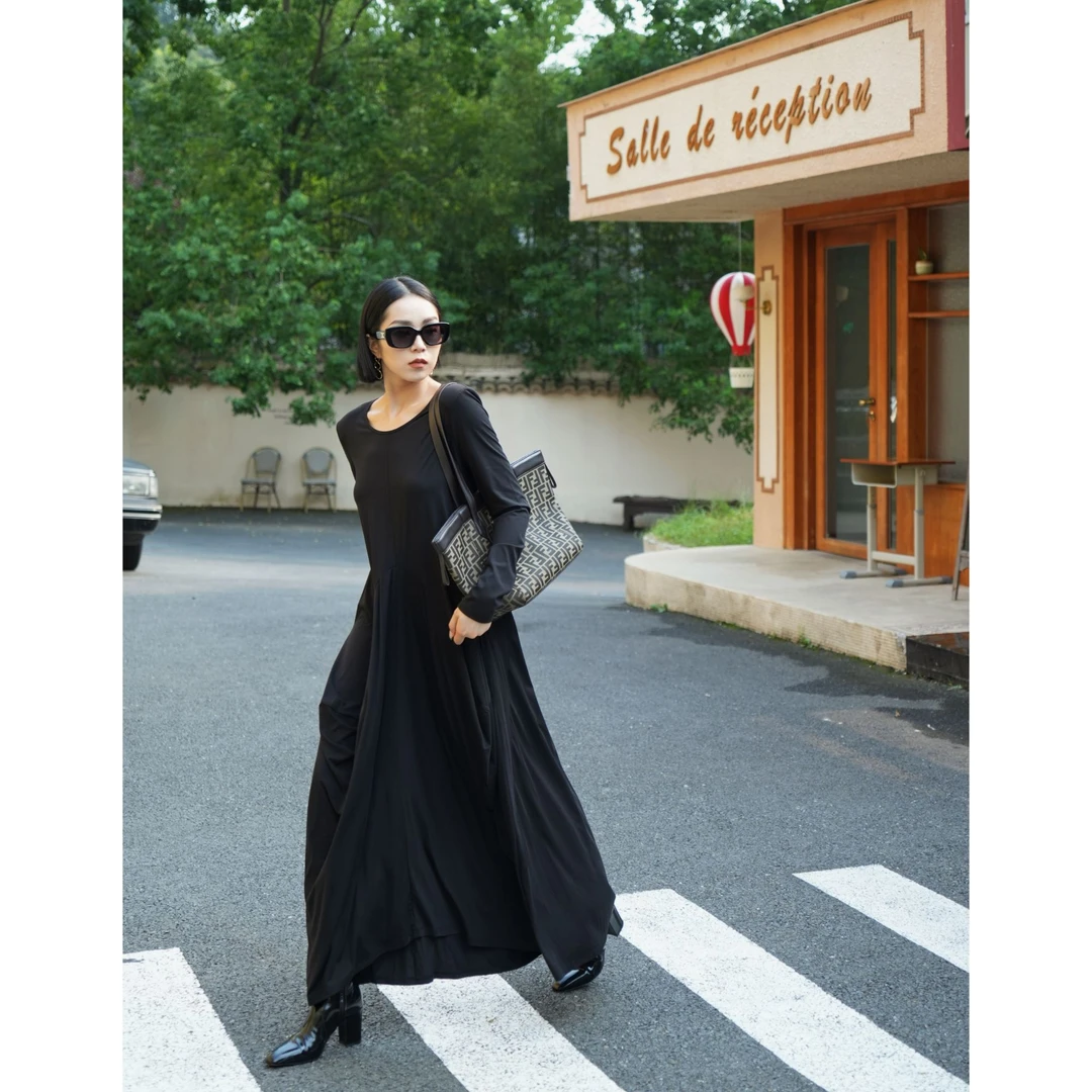 【纸片裙】解放身体 超有范的针织长连衣裙腔调搭所有 暗黑风连衣裙