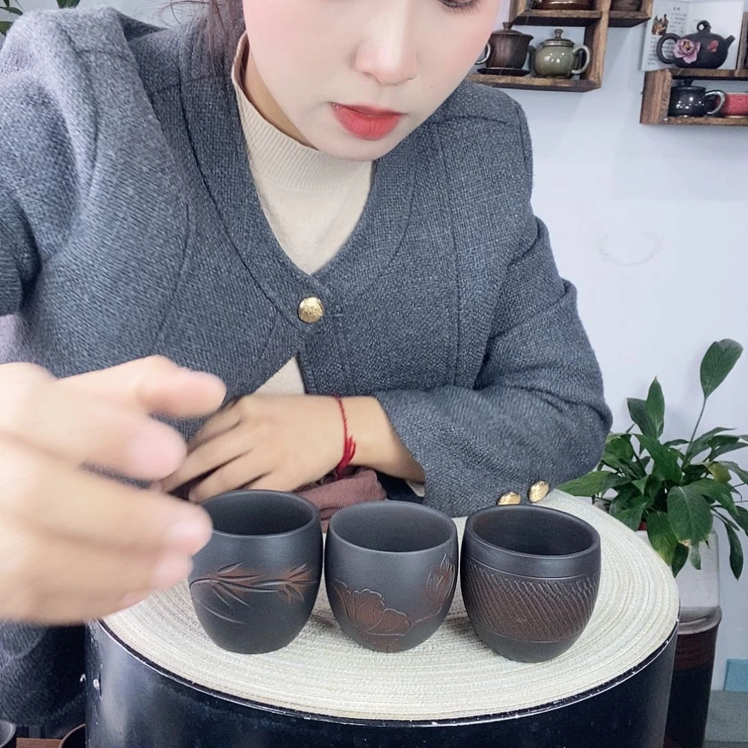 壶嗯*嗯建水紫陶主任杯3只