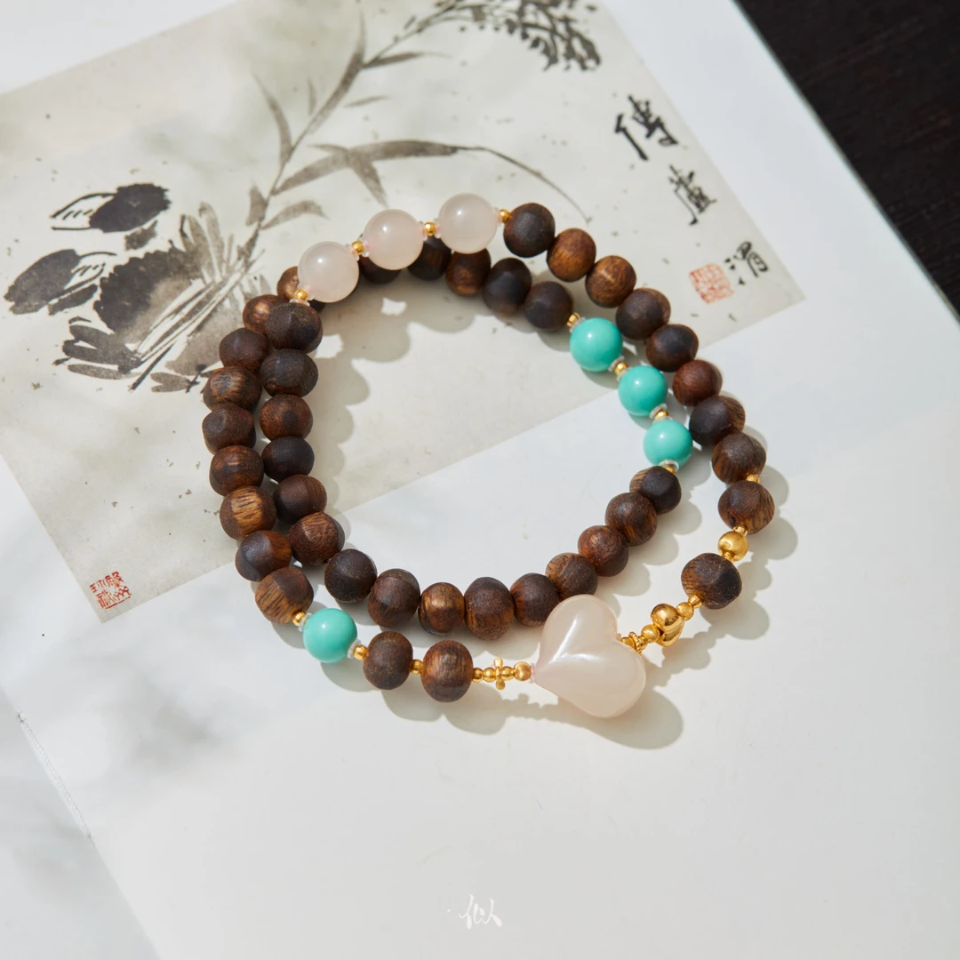 L【洛初】·似梓珠宝· 18K藕粉爱心沉香多圈  XYGD273929-G