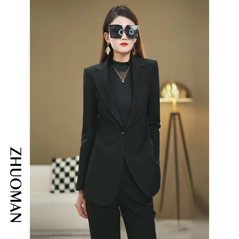 YAOYAO-2025春季设计感显瘦休闲通勤条纹套装气质时尚外套修