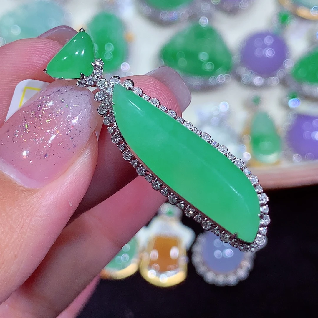 翡翠18K金镶嵌吊坠(不含链)