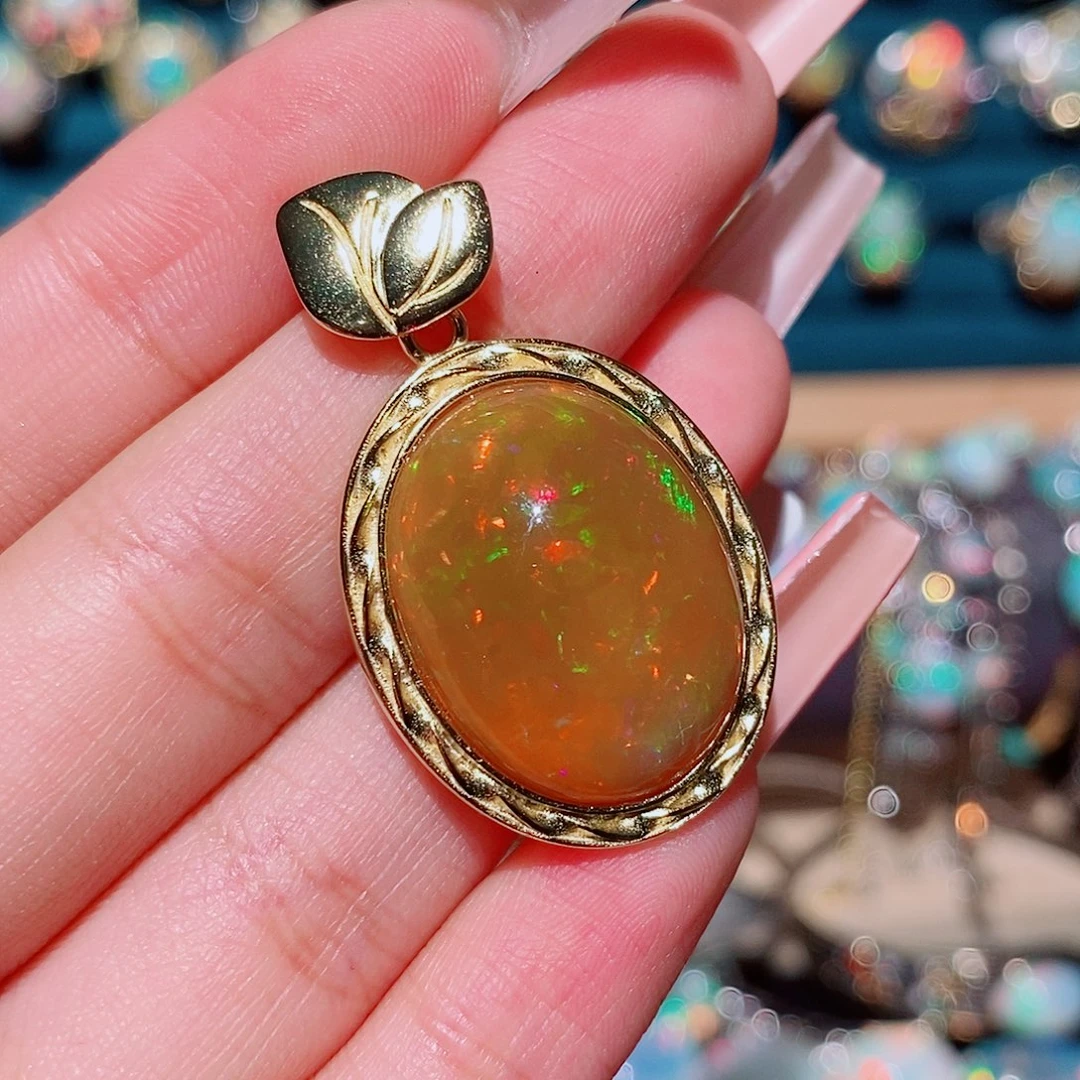 欧泊银S925镶嵌吊坠