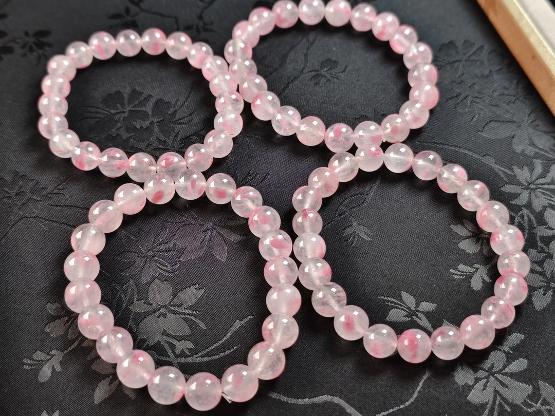 【要努力】H197 石英质玉未镶嵌 樱花雨手串9m多样性发一