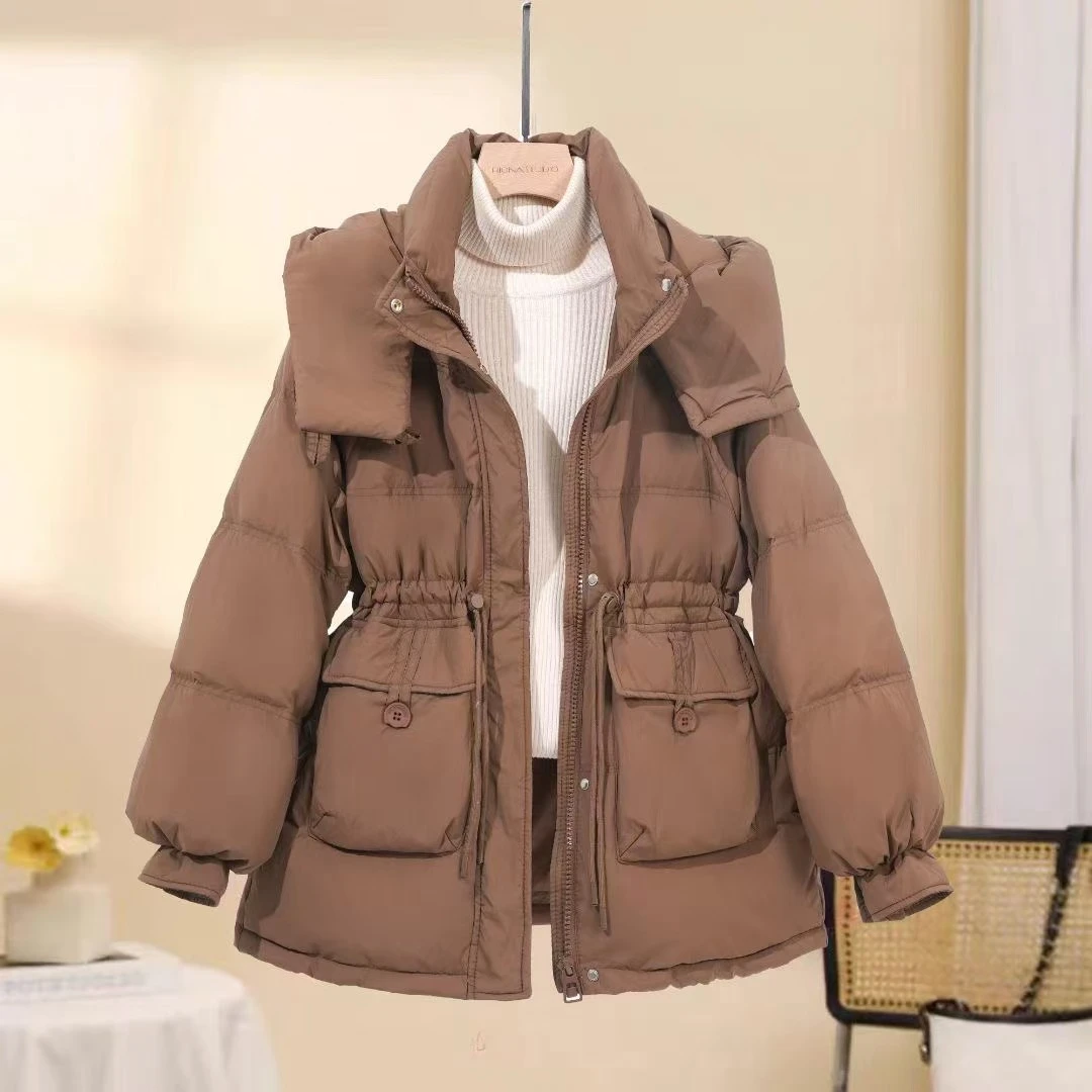 【现货】新款白鸭绒韩版宽松加厚女短款保暖连帽外套时尚冬季百搭