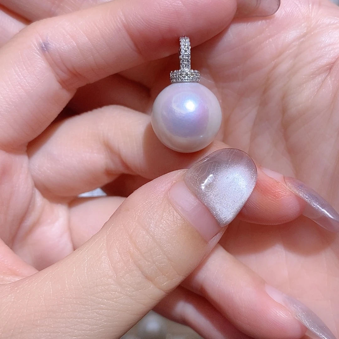 淡水珍珠银S925镶嵌吊坠(赠链)大**空w