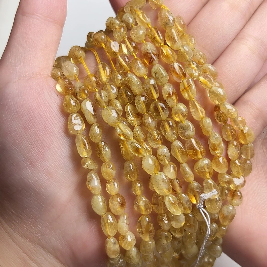 未镶嵌玛瑙/玉髓珠宝半成品a102 天然黄塔晶米珠5m一条