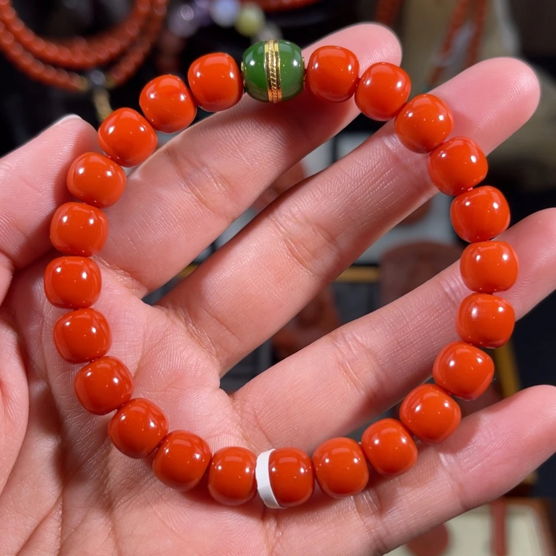 南红玛瑙未镶嵌老型手串9左右