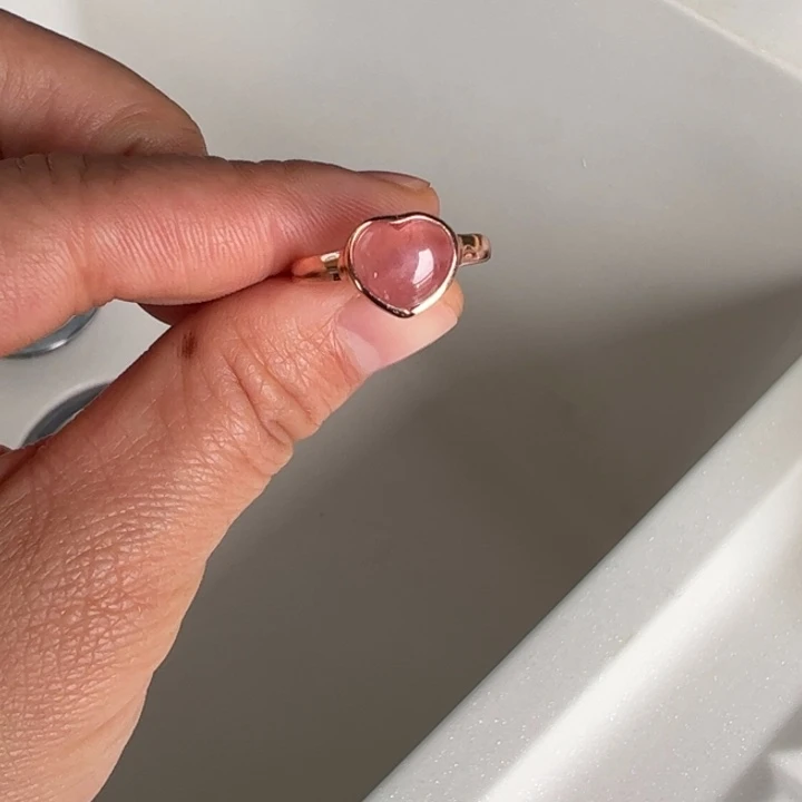 菱锰矿（红纹石）戒指银S925镶嵌