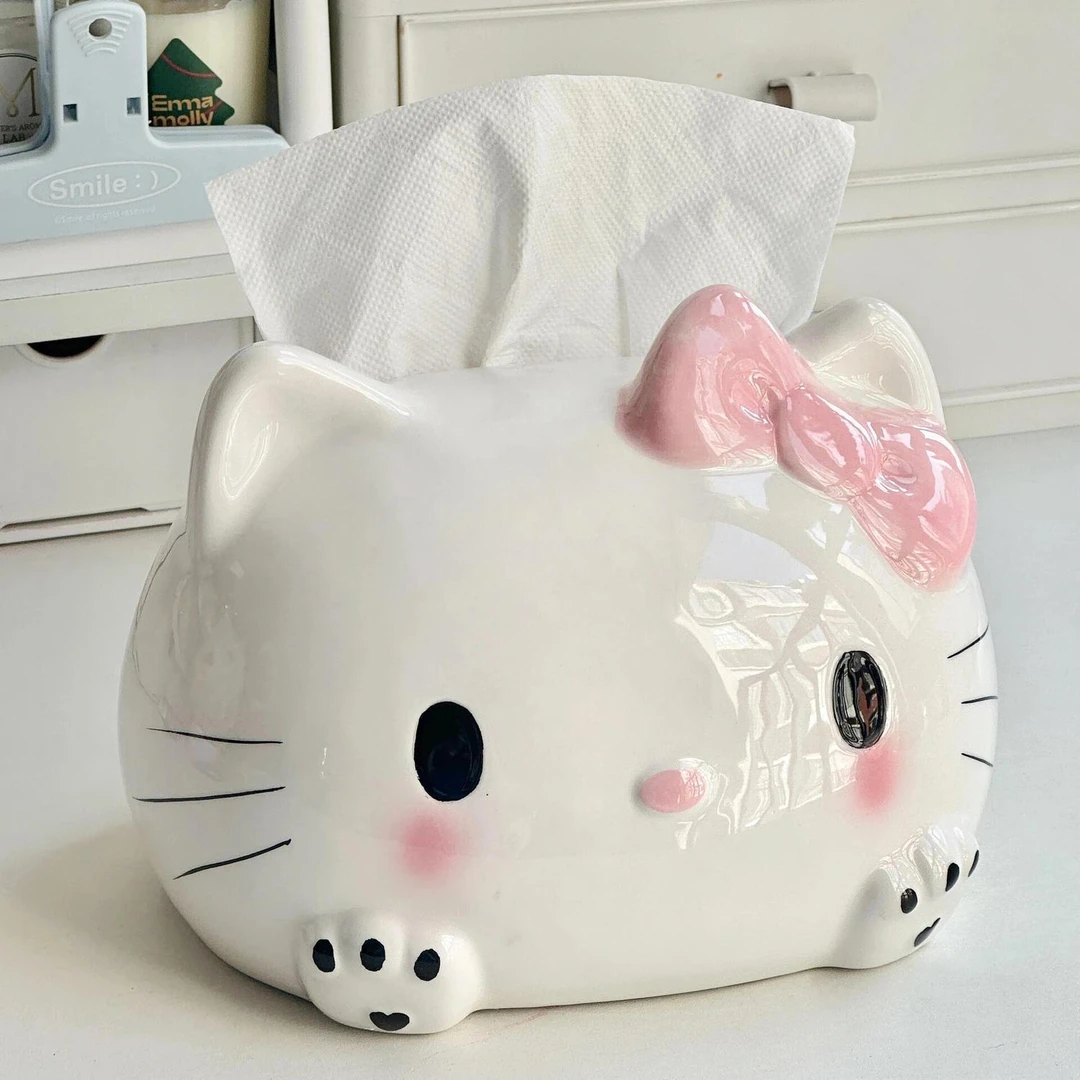 Hellokitty纸巾盒客厅桌面抽纸盒卷纸收纳盒家用装饰品摆件三丽鸥