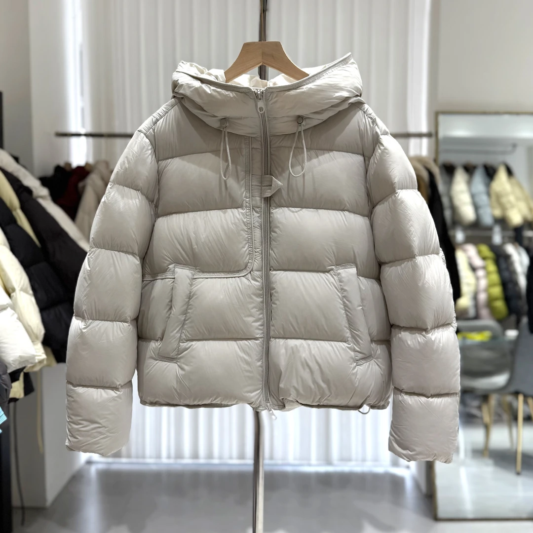 泡芙连帽羽绒服女2025冬季新款宽松小个子白鸭绒时尚洋气面包服潮