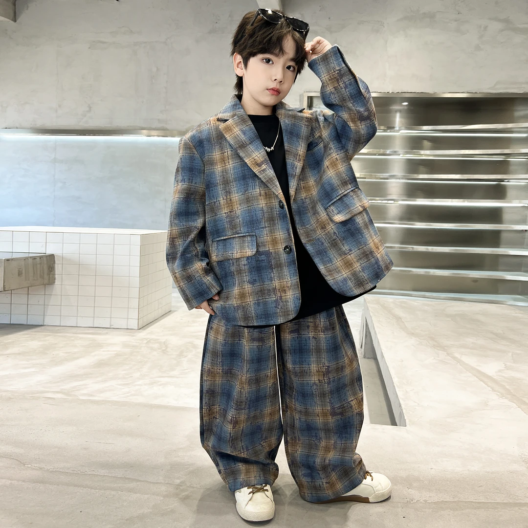 男童秋装套装2025新款中大童儿童春秋款西服西装两件套校服洋气潮