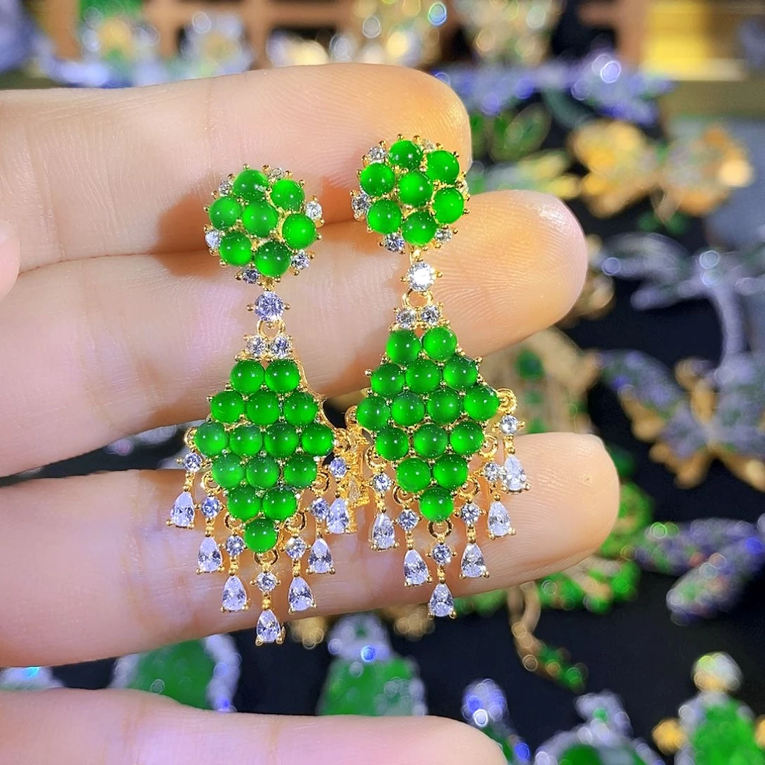 吊坠(不含链)银S925镶嵌翡翠