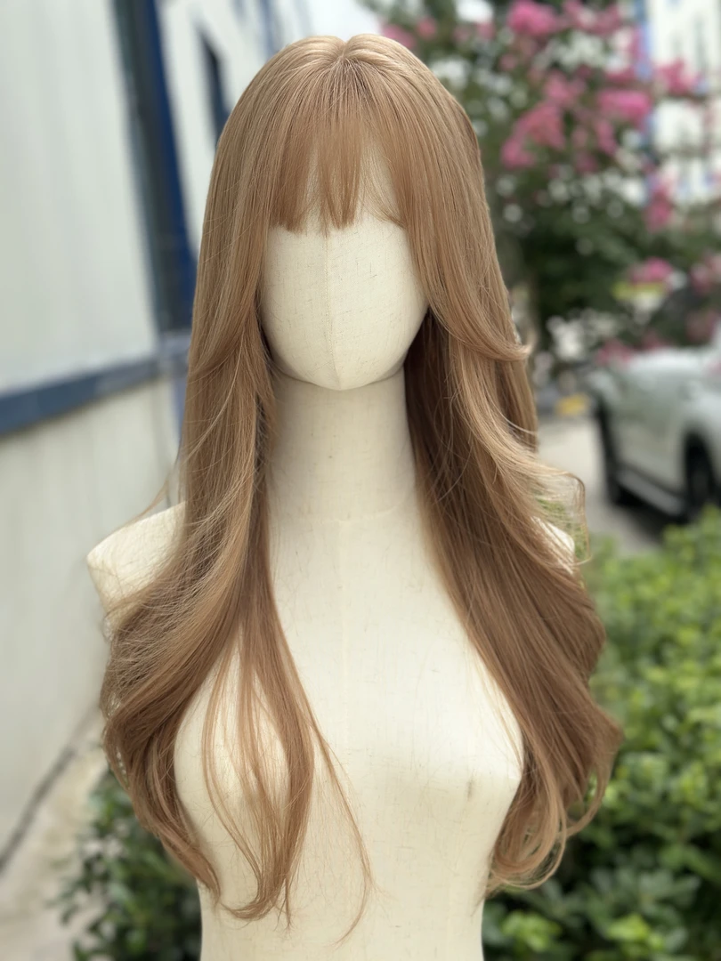 【香槟金卷】长卷发刘海工厂显白自然氛围感潮色cos造型假发全发套