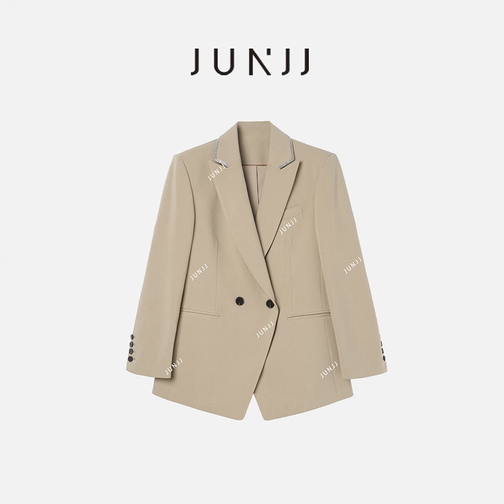 JUNJJ【精英人士】 设计师正肩袖纯色气质轻职风长袖西装百搭通勤