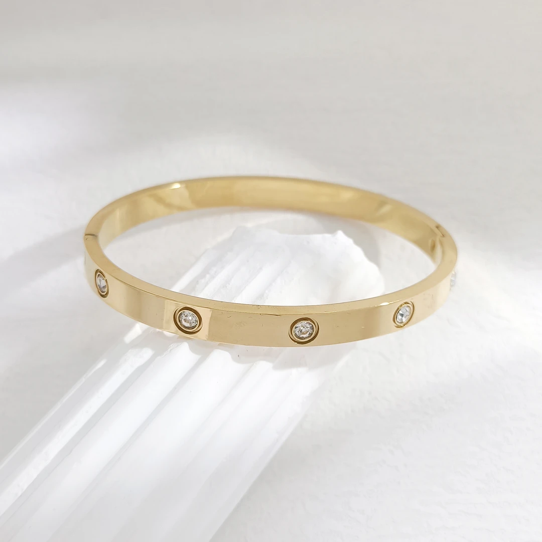 铜合金合成锆石手镯 ZAF-70387 手镯简约欧美时尚轻奢气质