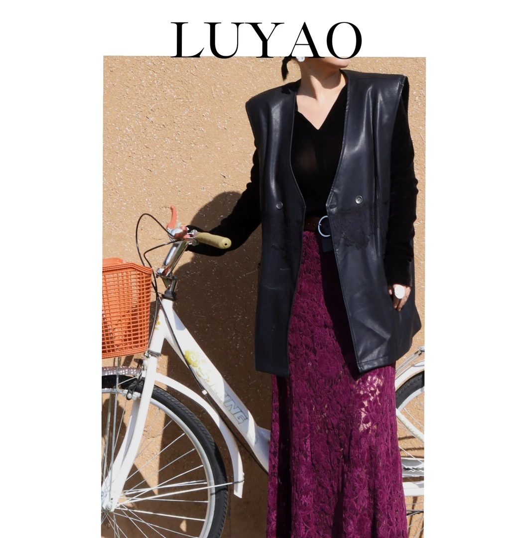 【LUYAO.录垚原创】“咖啡馆”-皮质蕾丝马甲