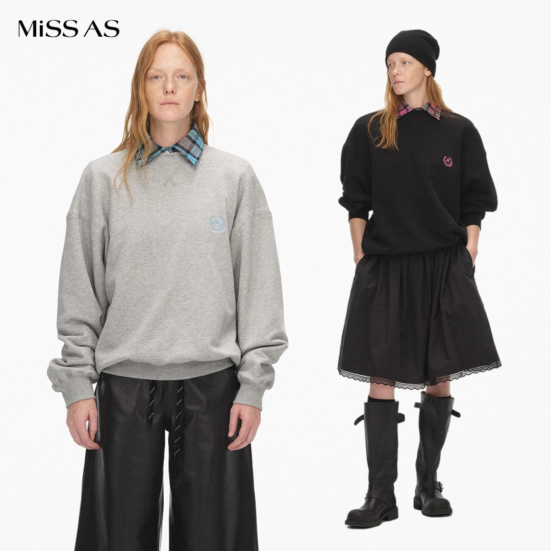 【ECHOADE】小圆领撞色刺绣可拆卸衬衫领卫衣女25秋冬MISSAS买手店