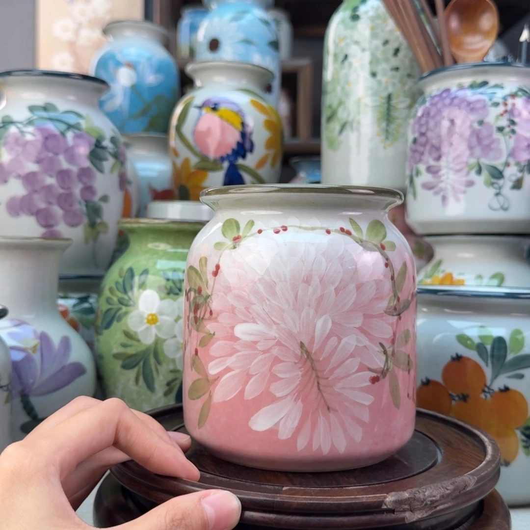 景德镇陶瓷手绘花瓶无孔