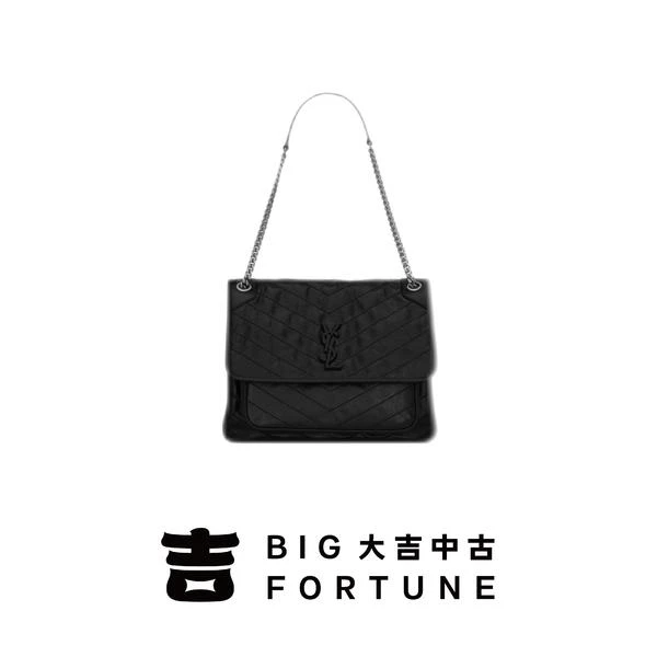 大吉中古/Ysl圣罗兰黑银niki中号单肩包