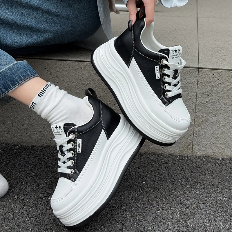 增高9cm百搭小白鞋女鞋2024秋冬季单鞋新款运动厚底老爹鞋839-3