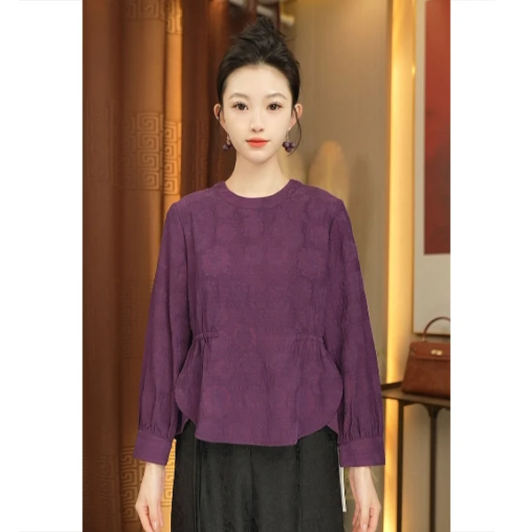 【林典】新中式桑蚕丝优雅气质冠乐绉上衣501