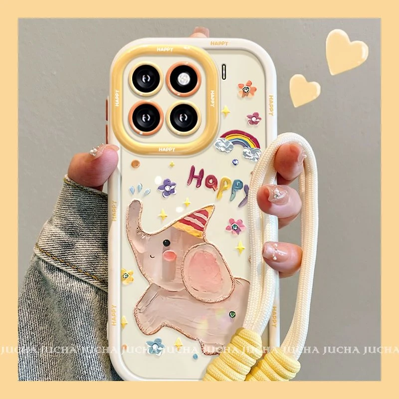 适用油画大象适用iphone16pro手机壳高颜值防摔vivox200新款华为O