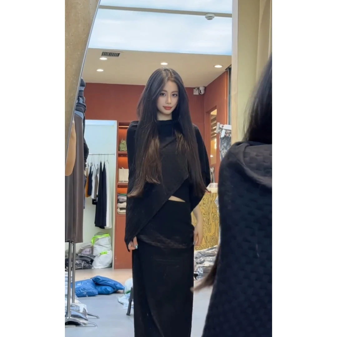 MARIE.COCO韩系御姐范穿搭套装性感抹胸上衣女外搭披肩百搭半身裙