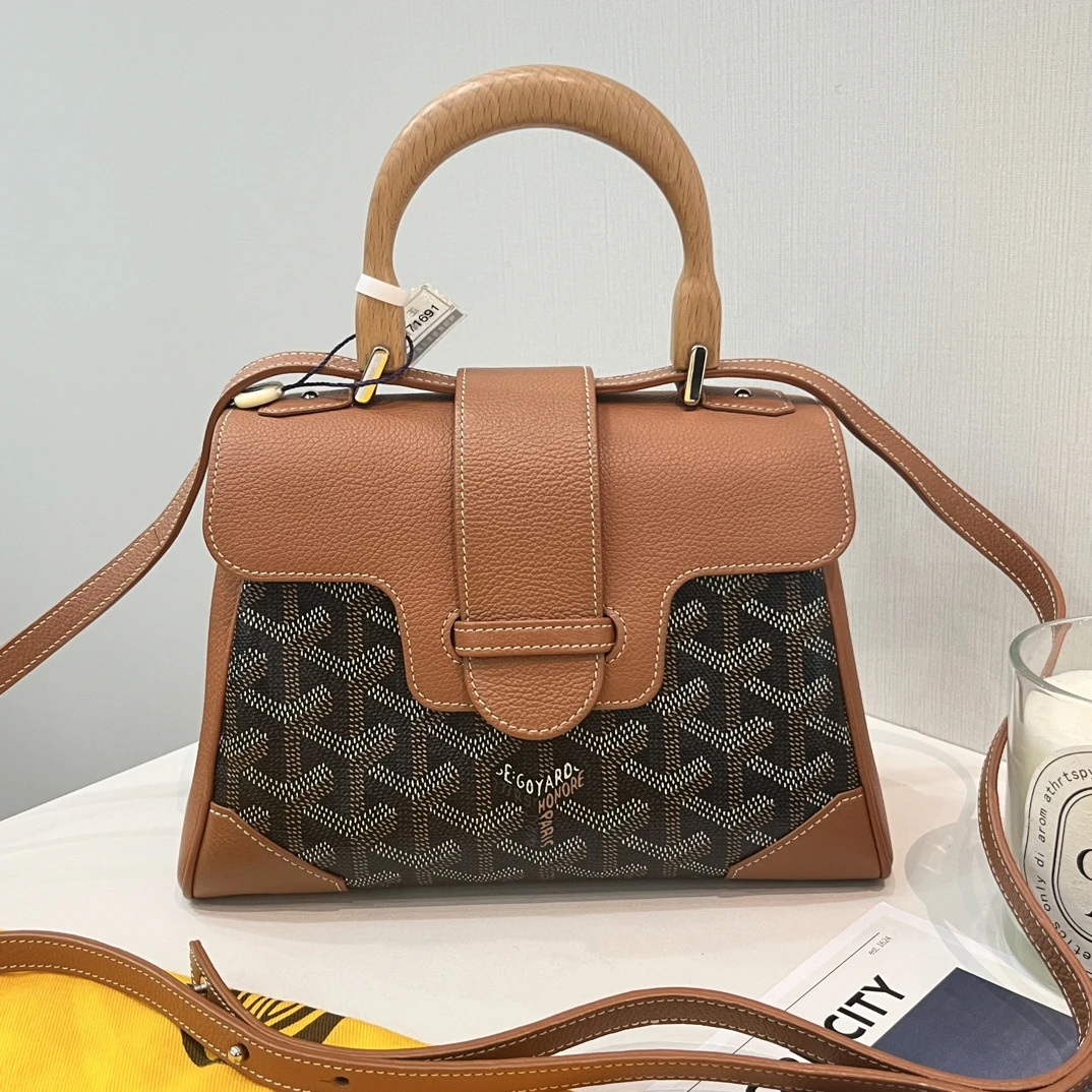 99新 Goyard 戈雅 西贡 mini棕色 手提斜挎包
