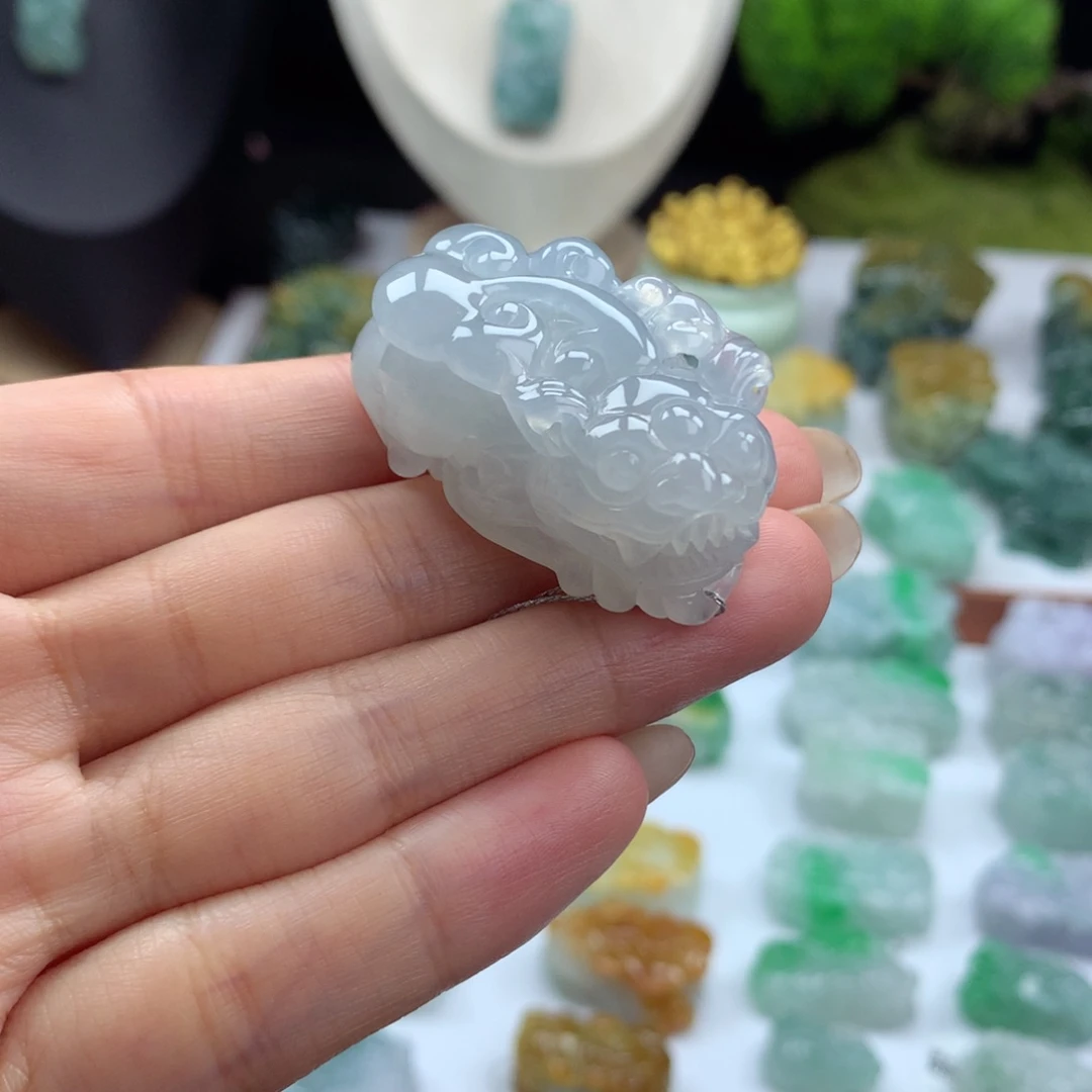 翡翠未镶嵌颈饰A4 白月光含珠貔貅