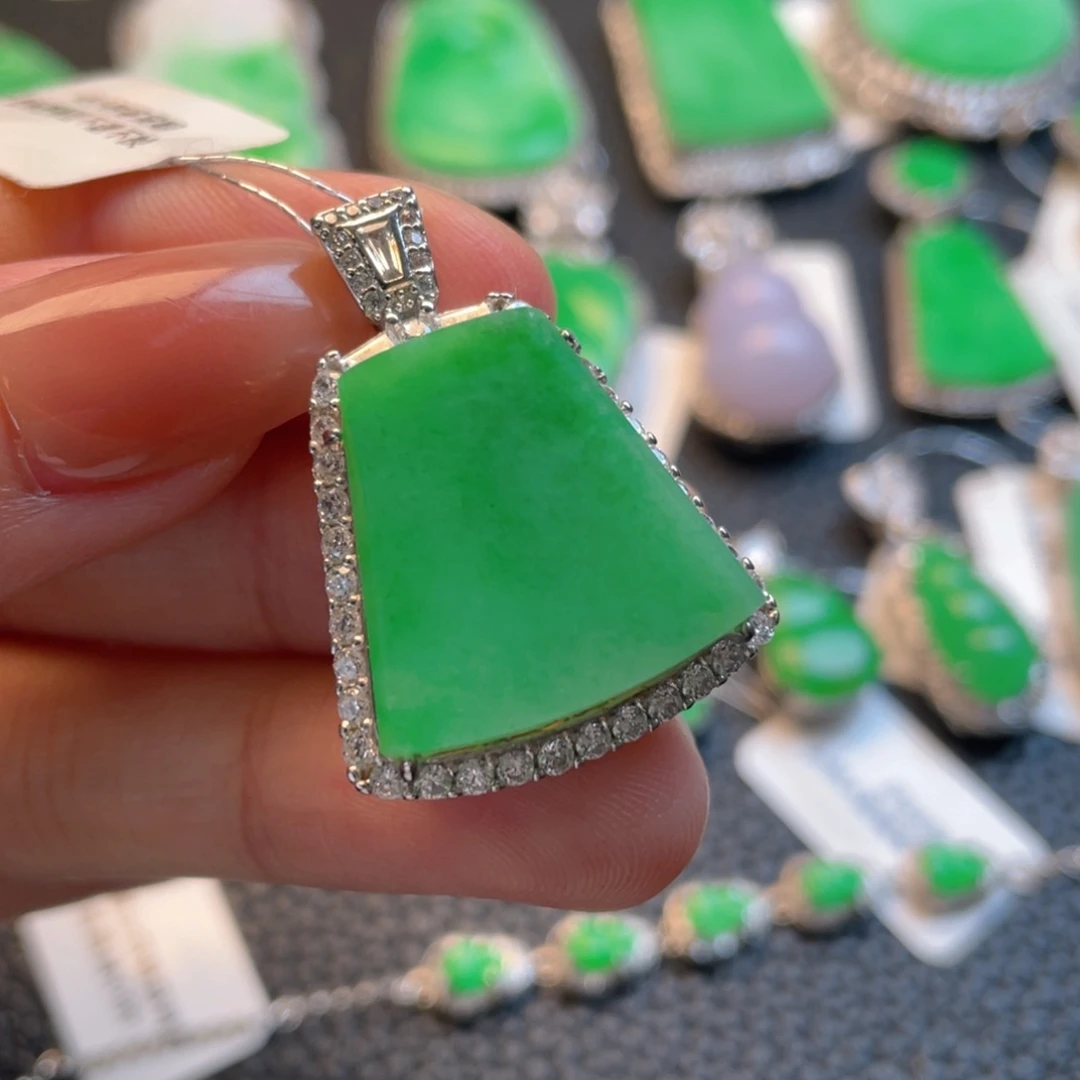 翡翠银S925镶嵌吊坠(不含链)